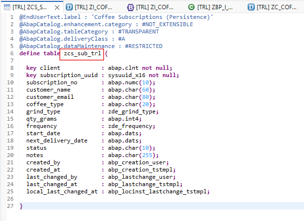 Capture ADT des tables