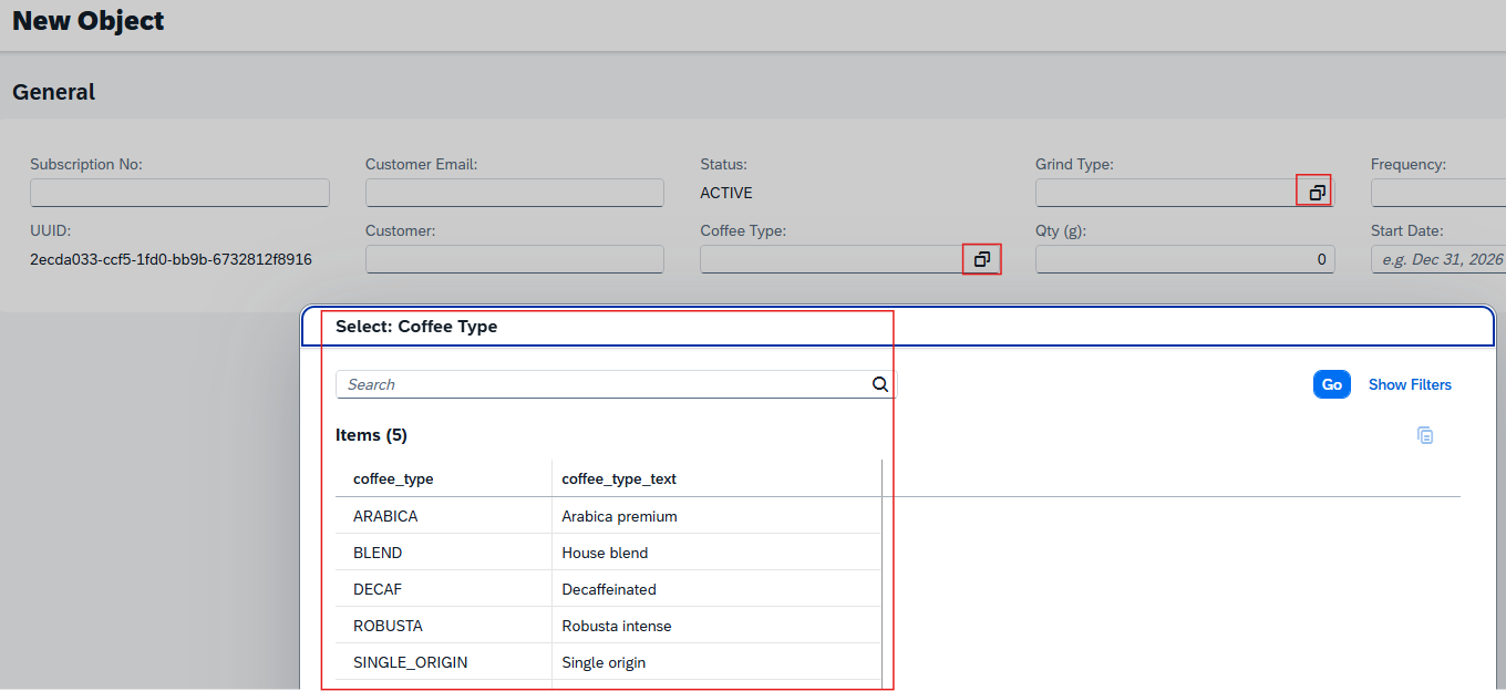 Capture Fiori des value helps